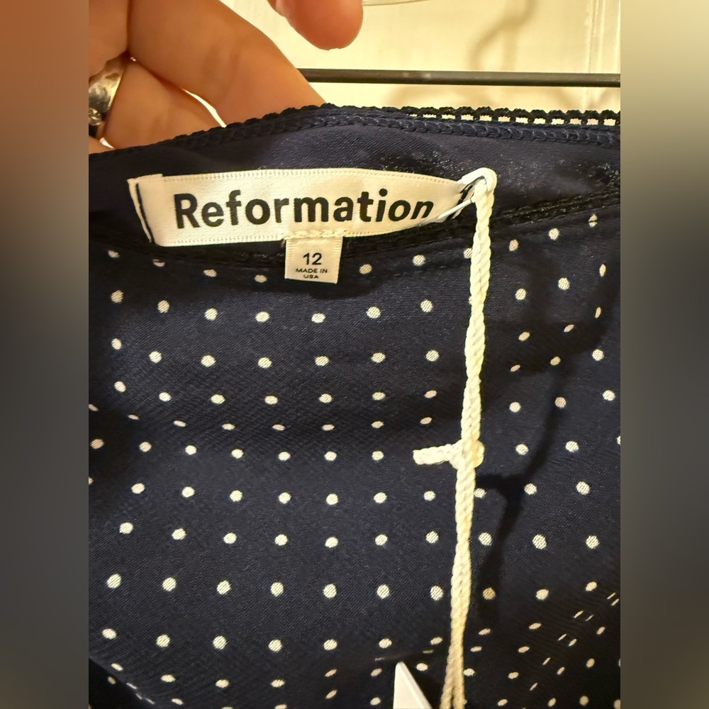 Reformation Layla navy blue white polka dot maxi midi skirt 12 - Picture 4 of 6